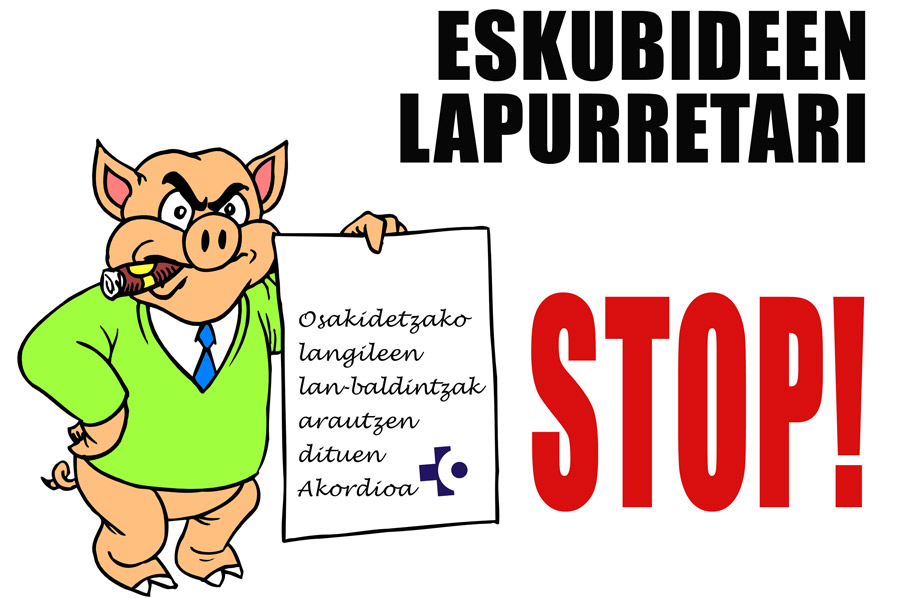 cartel cerdo_eskubideeen-lapurretari-stop-osakidetza